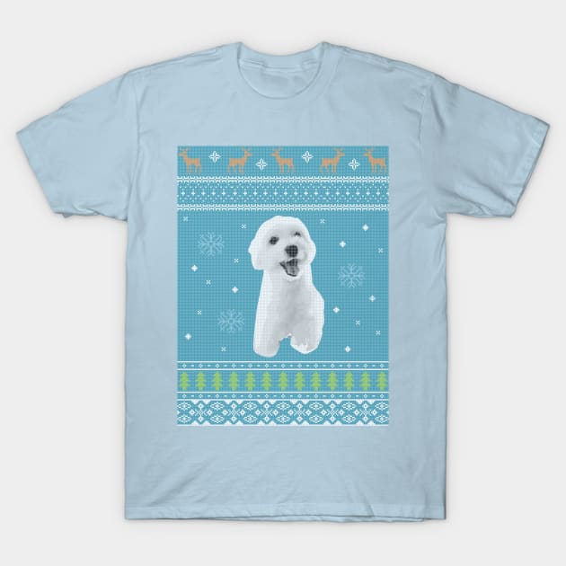 Maltipoo Ugly Christmas Sweater in Blue T-Shirt by gabradoodle